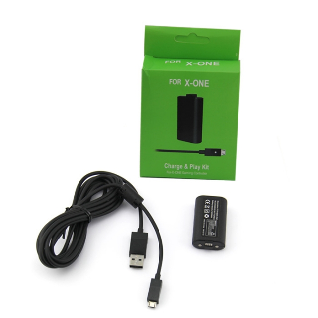 BATERIA Y CABLE XBOX ONE 1400 MAH 3 MTS NEGRO
