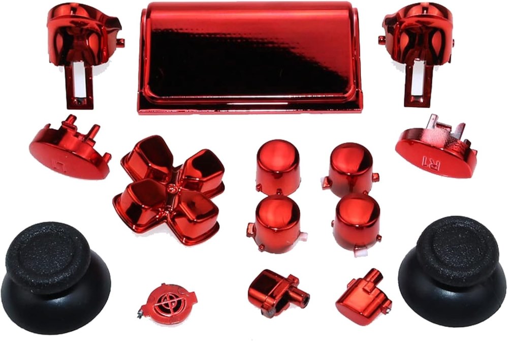 BOTONES KIT PS4 SLIM 15 PCS ROJO METALICO