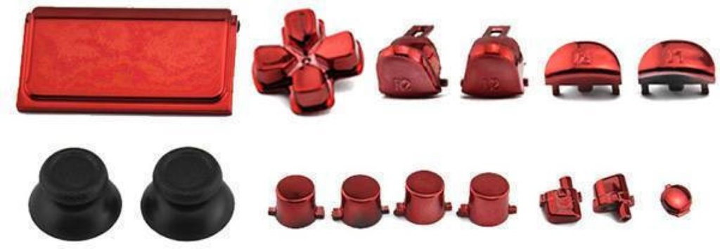 BOTONES KIT PS4 SLIM 15 PCS ROJO METALICO