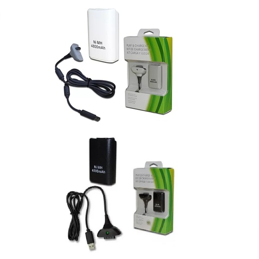BATERIA Y CABLE XBOX 360 4800 MAH